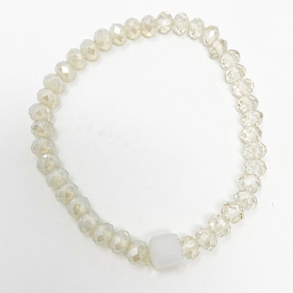 Cream + Champagne Boho Beaded Bracelets Set of 3 - Picture 3 of 4